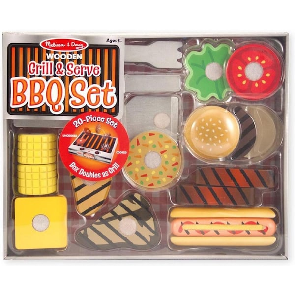 Melissa & Doug Grill & Serve BBQ Kids/Children Pretend Kitchen Play Set 3y+