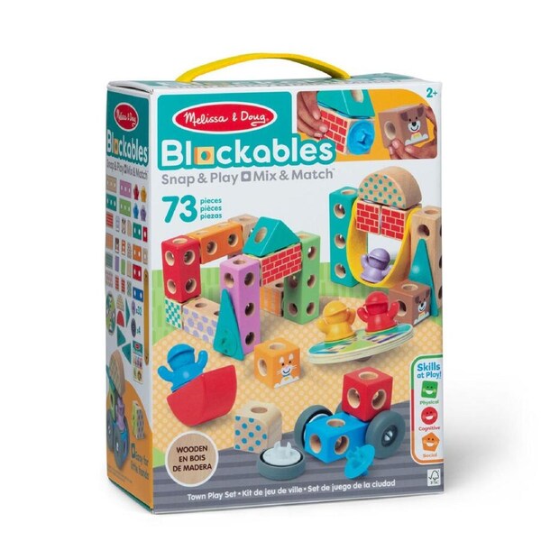 73pc Melissa & Doug Blockables Town Wooden Blocks Kids Toy Play Set 2y+
