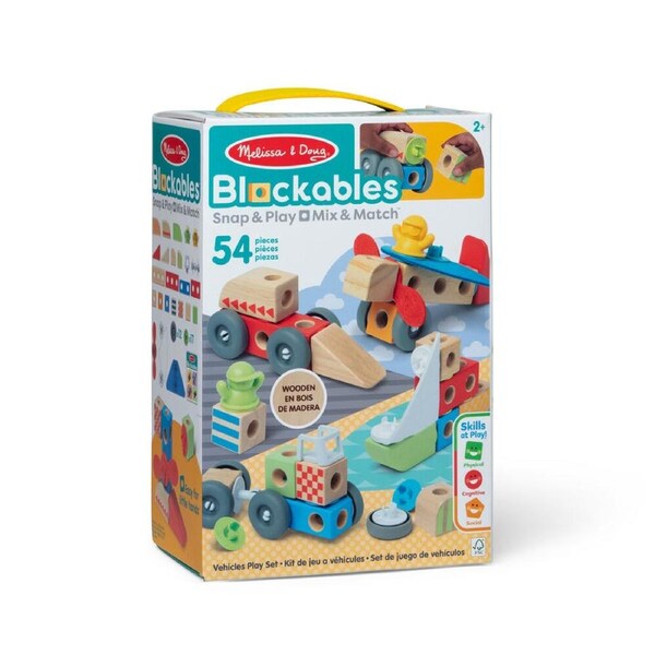 54pc Melissa & Doug Blockables Vehicles Wooden Blocks Kids Toy Play Set 2y+