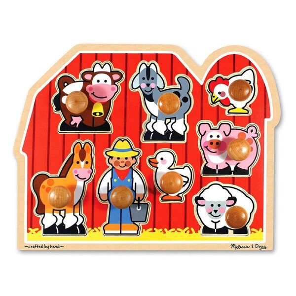 8pc Melissa & Doug Large Farm Jumbo Knob Wood Puzzle 37x29cm Kids Toy 12m+