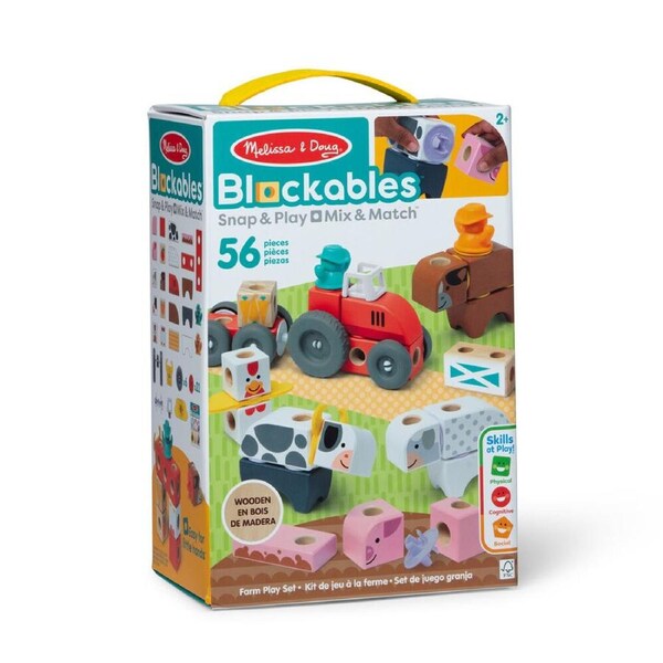 56pc Melissa & Doug Blockables Farm Wooden Block Kids Educational Toy Set 2+