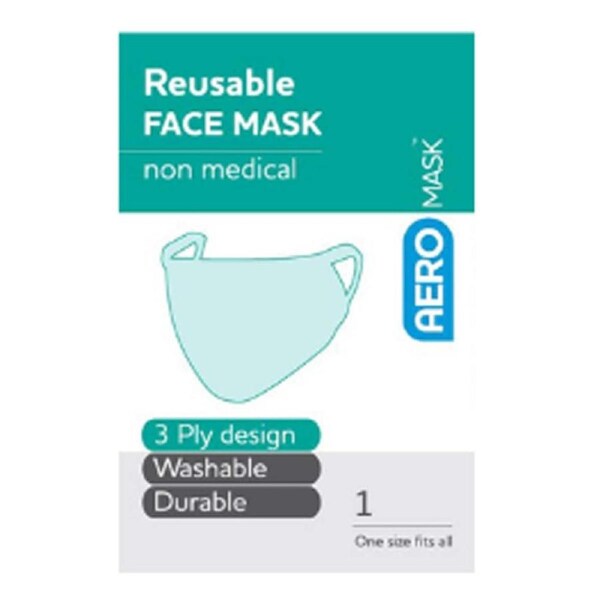 AeroMask Reusable Face Mask Black Single