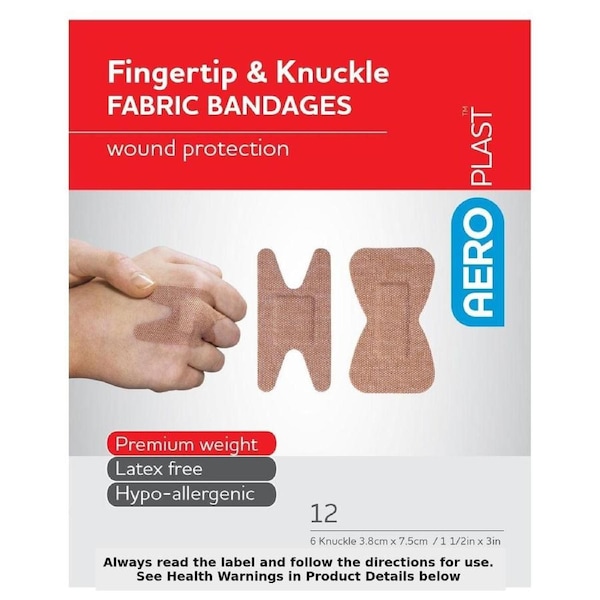 AeroPlast Fabric Finger & Knuckle Bandages Assorted 12 Pack