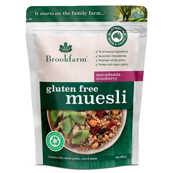 Brookfarm Gluten Free Muesli Macadamia Cranberry 950g