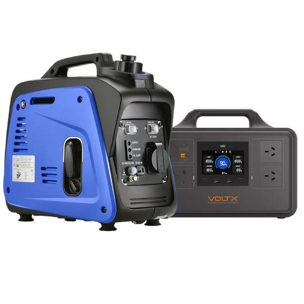 GENTRAX 800W Inverter Generator + 1800W VoltX Power Station – Continuous Portable Power Bundle