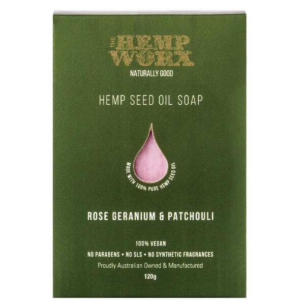 Hemp Worx Rose Geranium & Patchouli Soap Bar 120g