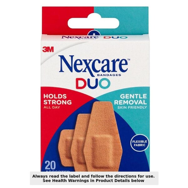 Nexcare Duo Fabric Bandages Assorted 20 Pack