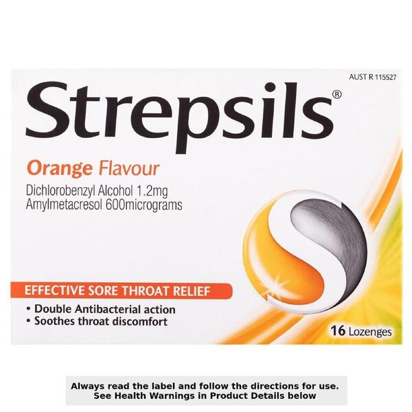 Strepsils Sore Throat Relief Orange 16 Lozenges