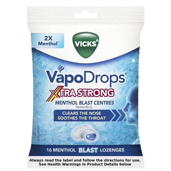 Vicks VapoDrops Xtra Strong Menthol Blast Lozenges 16 Pack