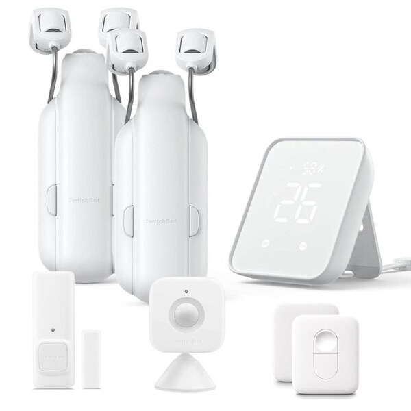 SwitchBot Curtain 3 Smart Hub Kit (2x Curtain Rod + 1x Hub 2 + 1x Remote)