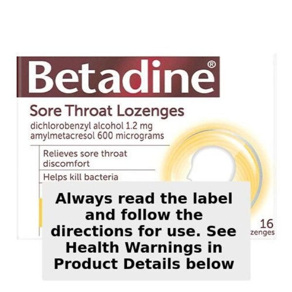 Betadine Sore Throat Lozenges Honey & Lemon 16 Pack