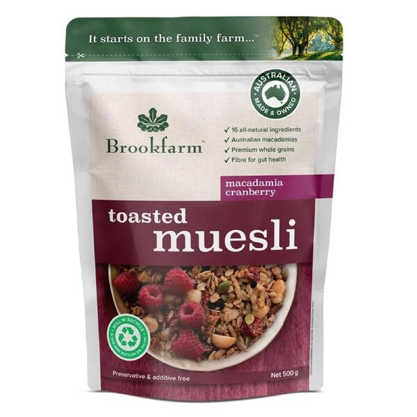 Brookfarm Toasted Muesli Macadamia Cranberry 500g