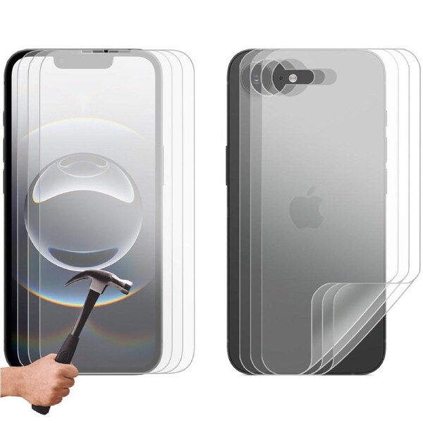 3 Set Tempered Glass Screen Protector for Apple iPhone 16e Front and Film Back