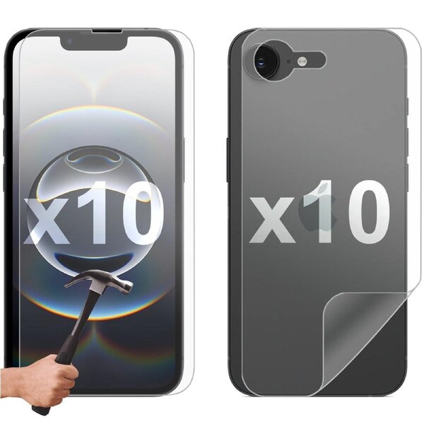10 Set Tempered Glass Screen Protector for Apple iPhone 16e Front and Film Back