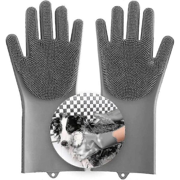 Magic Pet Grooming Gloves Dog Bathing Shampoo Brush, Heat Resistant Eco-friendly Silicone Hair Removal Gloves