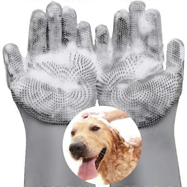 Dog Grooming Glove, Food-Grade Silicone Pet Glove for Cat Grooming and Bathing