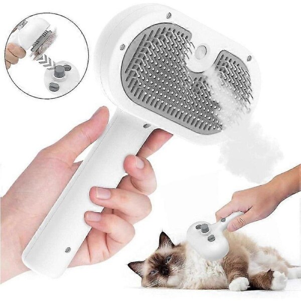 In 1 Steam Brush for Cats and Dogs, Rechargeable Massage Brush with Water Tank, Suitable for Short and Long Coat