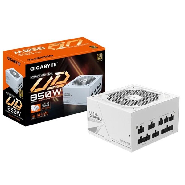 Gigabyte 850W 80+ Gold PCIe 5.0 ATX Power Supply - White (GP-UD850GM PG5W)