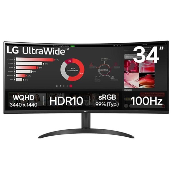 LG UltraWide 34in QHD 100Hz VA Curved Monitor (34WR50QK-B)