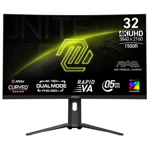 MSI MAG 31.5in 4K UHD 160Hz/FHD 320Hz Rapid VA Dual Mode Curved Gaming Monitor (MAG 321CUPDF)