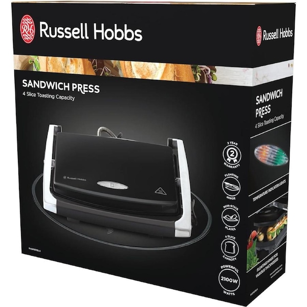 Russell Hobbs 4 Slice Sandwich Press - Non-Stick Jaffle Maker Electric Toastie Machine