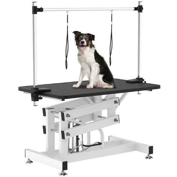 Advwin Hydraulic Pet Grooming Table Heavy Duty Dog Grooming Table Height Adjustable 2 Loops