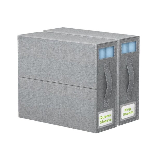 Catzon 2 Pcs Foldable Bed Sheet Organizer for Blanket Duvet Cover Storage-4