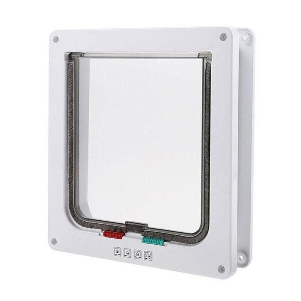 4-Way Safe Lockable Locking Pet Cat Dog Door Brushy Flap Screen L Large Size
