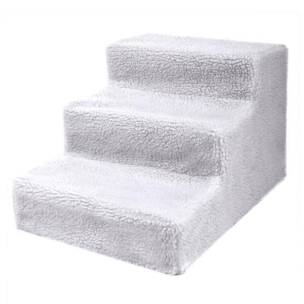 3 Steps Pet Stairs with Soft Cover for Small Dogs and Cats Portable Climbing Ramp