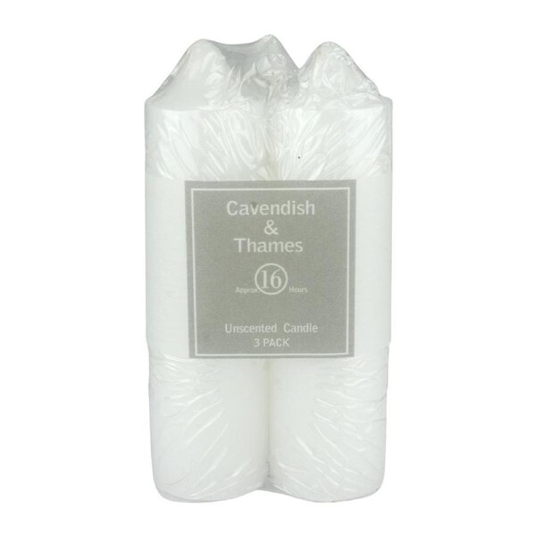 White Unscented Pillar Candles 12.5cm (Pack of 3)