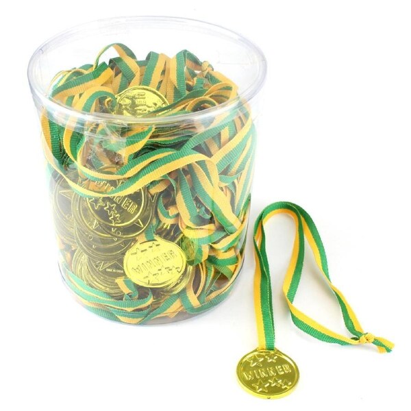 Plastic Gold Winner Medals (Bulk Pack of 100)