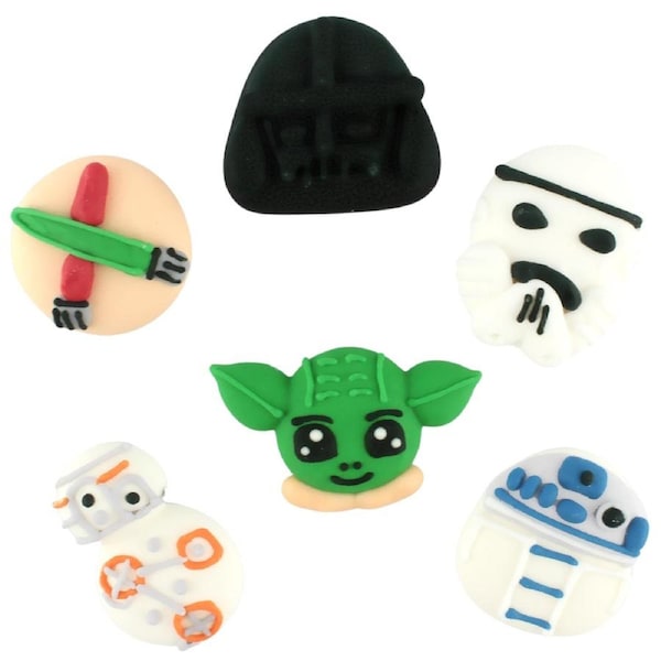 Star Wars Edible Sugar Cupcake Decorations (Pack of 6)
