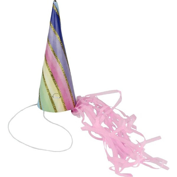 Pastel Rainbow & Gold Glitter Unicorn Horns (Pack of 6)