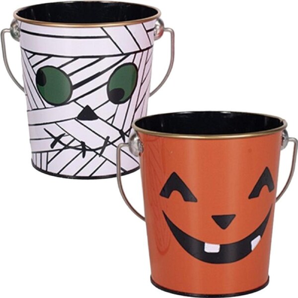 Trick or Treat Halloween Metal Bucket Assorted