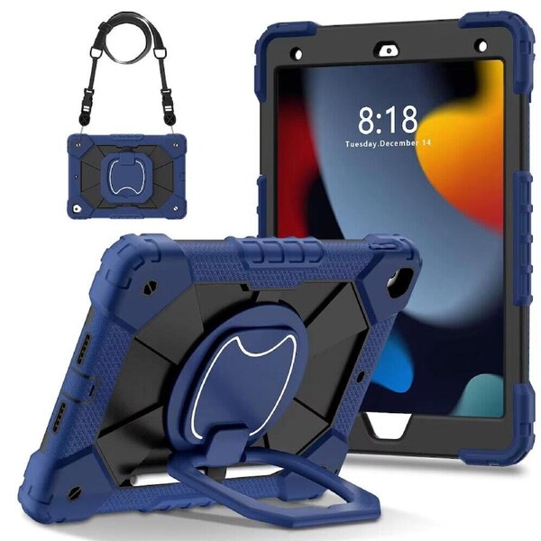 For iPad 5th Gen 9.7" Case Kids Heavy Duty Shockproof Cover - Navy Blue - Black