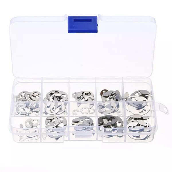 Stainless Steel E-Clip Assortment Tool Kit Retaining Circlips 1.5-10mm - 120x