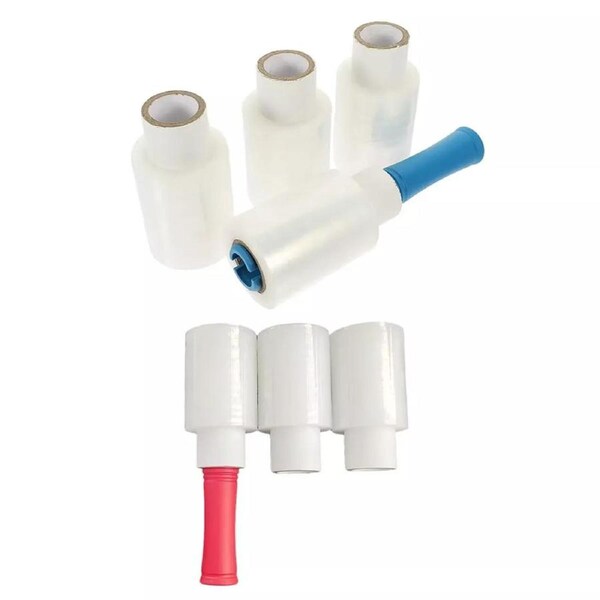 Mini Stretch Wrap Roll Clear Plastic Film with Handle for Packaging Shrink Wrap