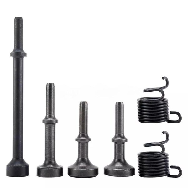 6Pcs Smoothing Pneumatic Air Hammer Pneumatic Chisel Bits w/ Spring Tools Kit