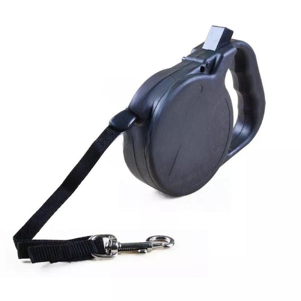 8M Long Dog Lead Leash Strong Retractable Extendable Lockable Black