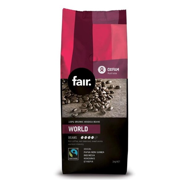 Oxfam fair World Blend Fairtrade Organic Coffee Beans 1kg