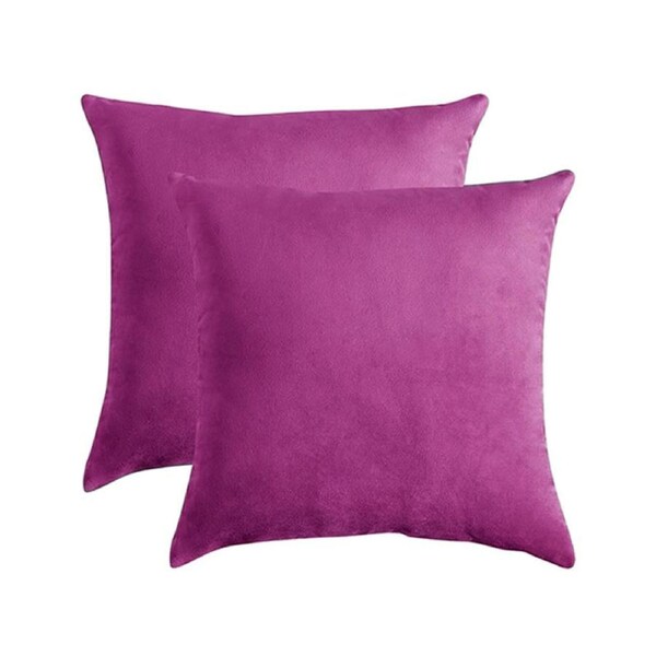 Catzon 2 Pcs Square Throw Pillow Covers Solid Soft Velvet for Spring Sofa-Purple