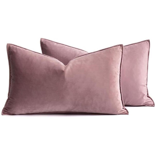 Catzon 2 Pcs Decorative Velvet Throw Pillow Covers Soild for Home Car-Rubber Red