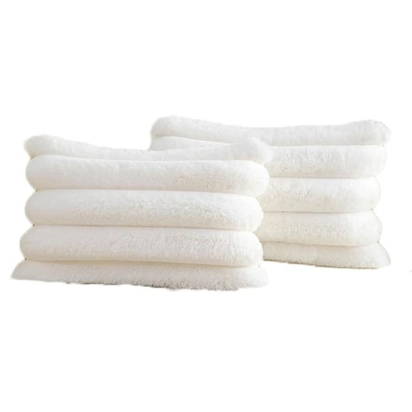 Catzon 2 Pcs Faux Fur Throw Pillow Covers with Velvet Back for Couch Bed-White