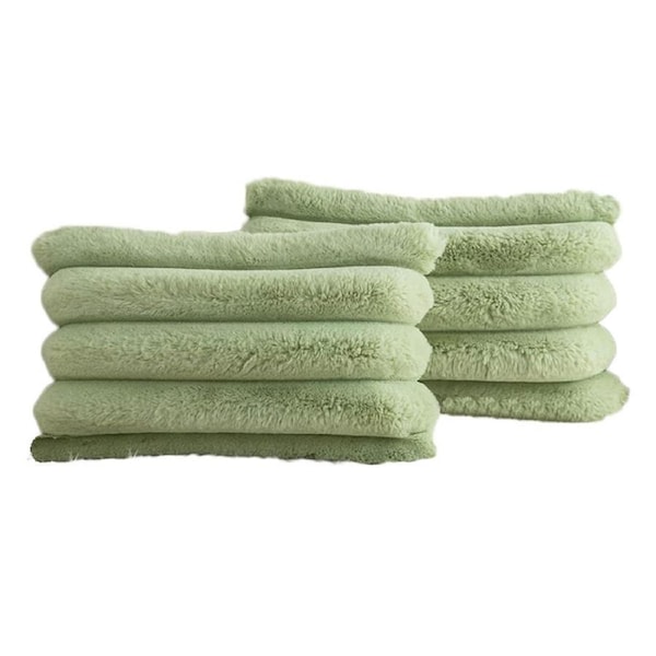 Catzon 2 Pcs Faux Fur Throw Pillow Covers with Velvet Back for Couch Bed-Light Green