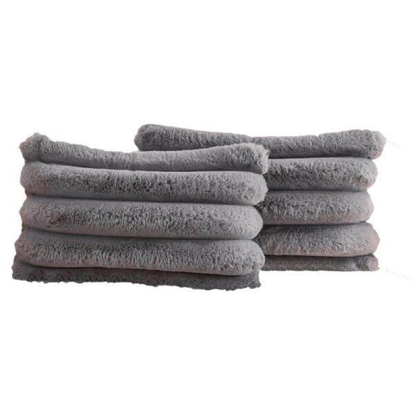 Catzon 2 Pcs Faux Fur Throw Pillow Covers with Velvet Back for Couch Bed-Dark Grey