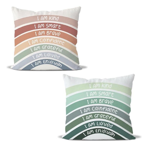 Catzon 2 Pcs Rainbow Throw Pillow Covers for Reading Corner/Playroom/Bedroom
