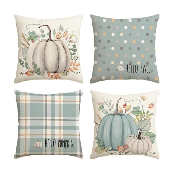 Catzon 4 Pcs Linen Throw Pillow Covers Autumn Thanksgiving Decor for Home-27