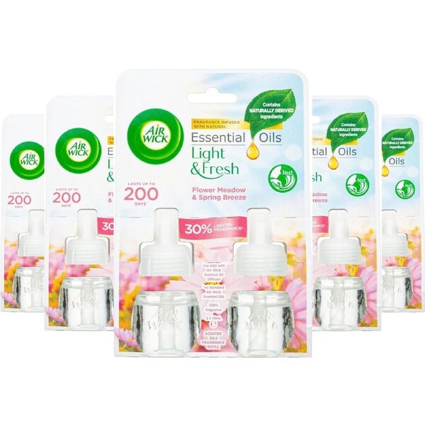 Air Wick Light & Fresh Plug-In Refills – Flower Meadow & Spring Breeze – 2x19ml, Pack of 5