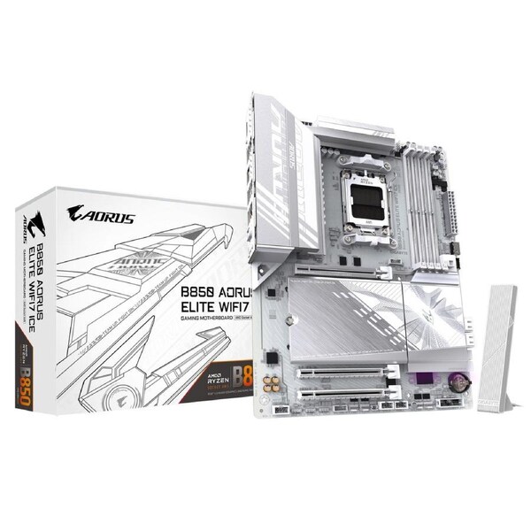 Gigabyte B850 A ELITE WF7 ICE 1.0 , AMD AM5, 1 x HDMI, 3 x PCI Express x16, 3 x M.2, 4 x SATA, 9x USB 3.2 B850 A ELITE WF7 ICE