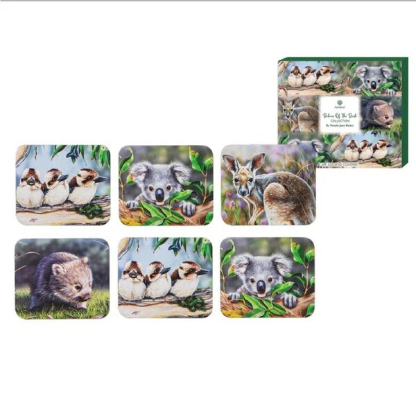 Ashdene Kitchen Cork Backed Drink Coasters Babies of the Bush Set 6